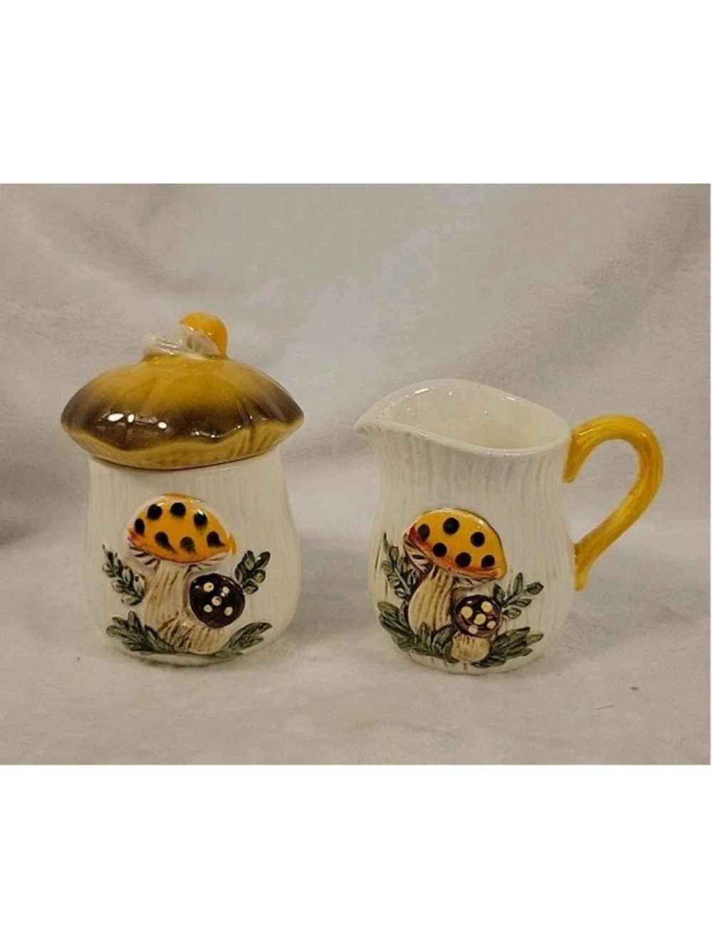 Vintage Sears Roebuck & Co Merry Mushroom Sugar & Creamer Set Japan KITSCHY